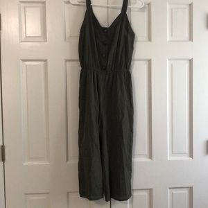 Army green capri romper
